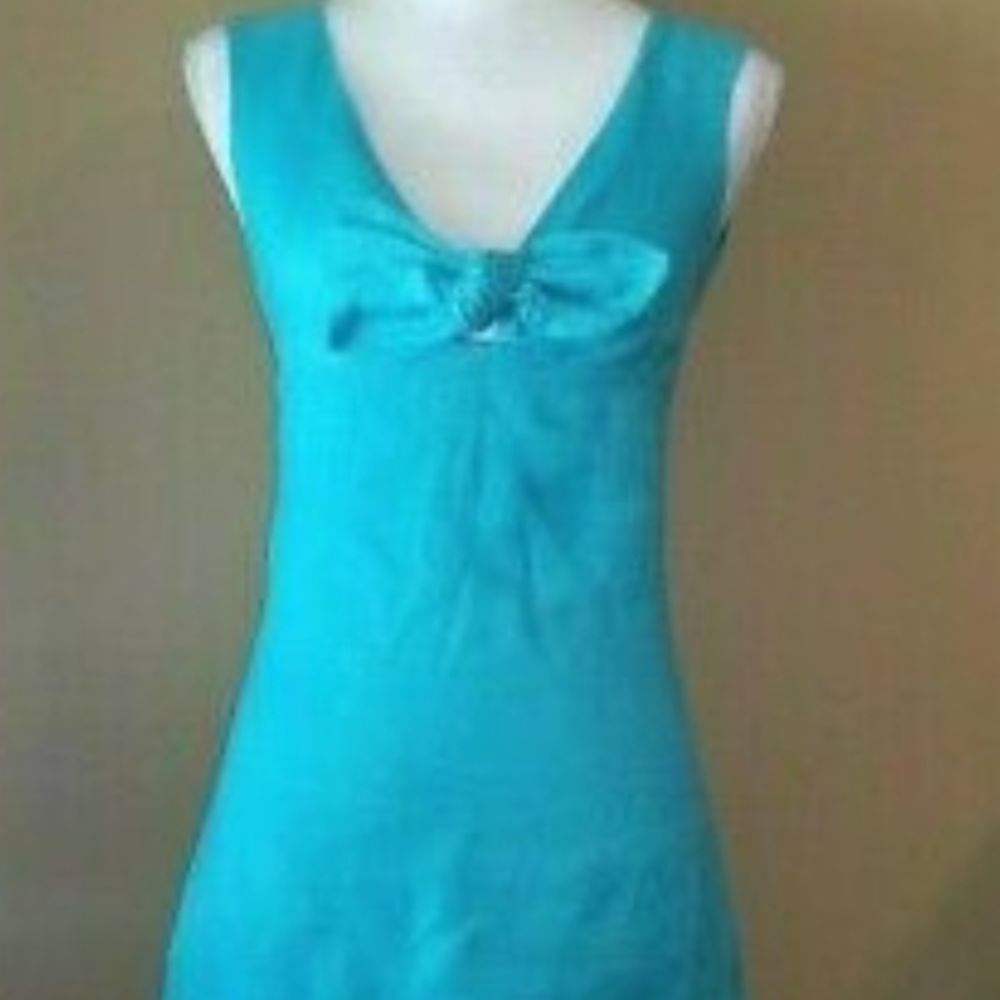 Kate Spade turquoise linen sleeveless shift dress